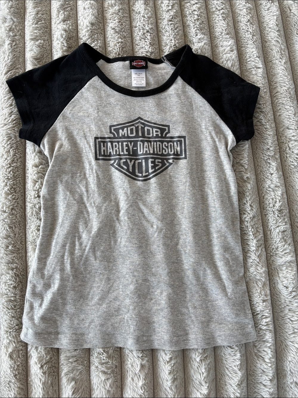 Harley-Davidson Gray and Black Raglan Girls' Tee